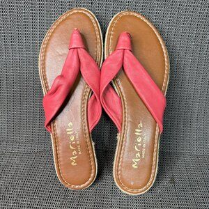 Mariella Womens 7.5 Leather Upper Pink Sandals Made In Italy